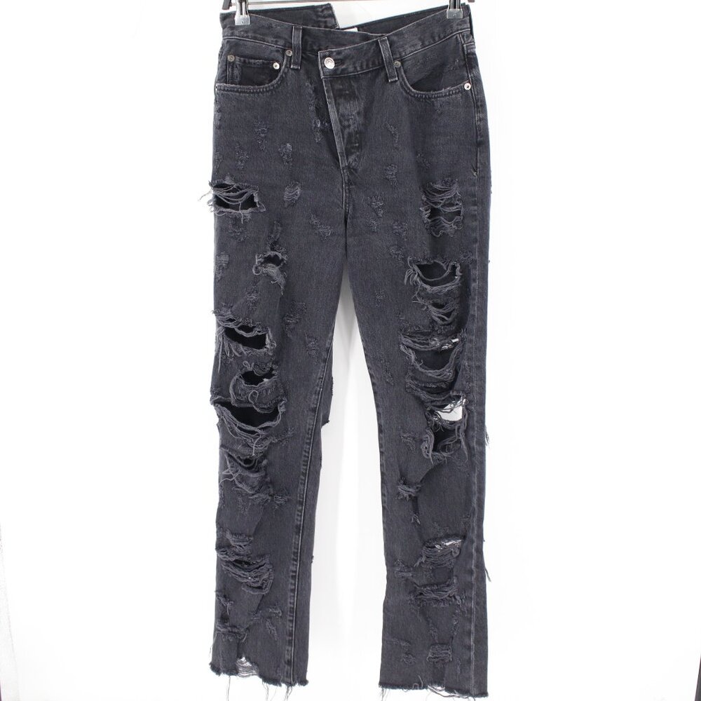 AGOLDE Jeans Womens 27 Criss Cross Straight Leg Destroyed asymmetrical waist